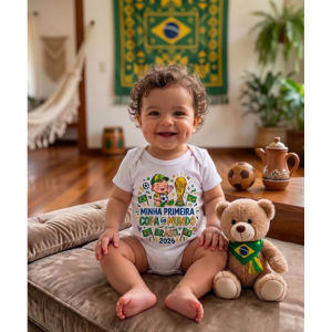 Baby Bodysuit Long and Short Sleeve Football Brazil Soccer Fans Game My First World Cup