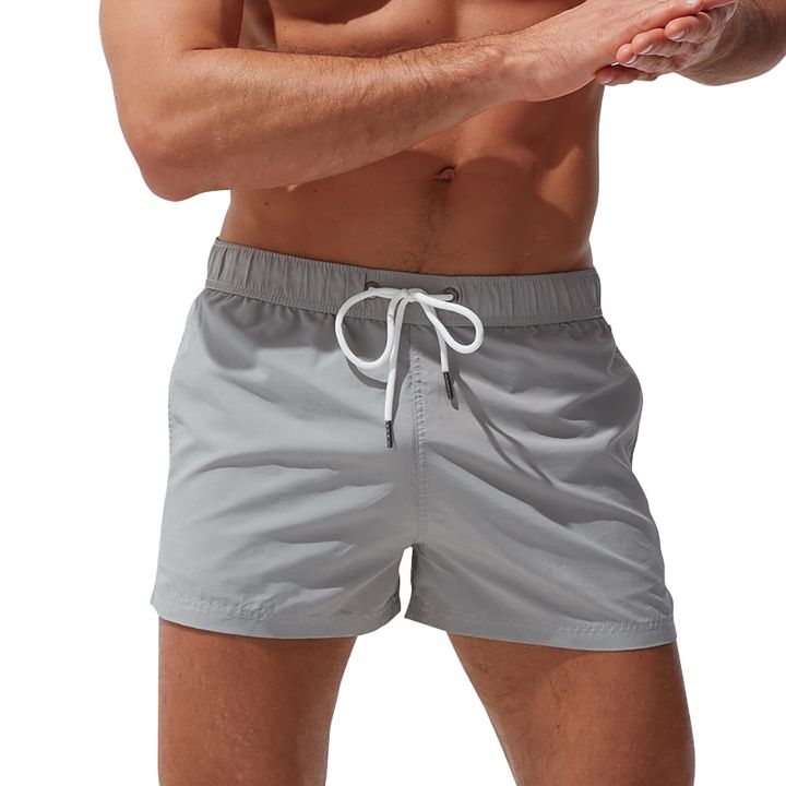 (Golden) Men's Beach Pants Pocket Zipper Surf Shorts Casual Fashion ...
