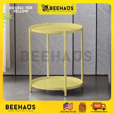 BEEHAUS Metal Coffee Table | Tray Table Tea Table Side Table Round Table Snack Table | Meja Tepi Sofa Meja Kecil Meja Kopi