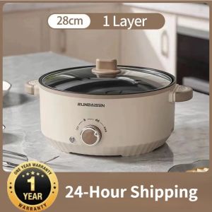 【SG Stock】4.5L Large Capacity Multifunctional Electric Cooker 電煮鍋 Non-Stick Multi Cooker with Steamer Upgraded Electrick