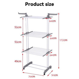 Household Foldable Aluminum alloy Towel Drying Rack Height 170cm landing Roller Clothes Rack COD