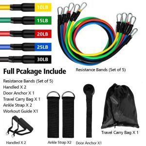11pcs A Set Fitness Resistance Band 100 Pounds Fitness Rope Pull Rope Exercise Muscle Training Rope