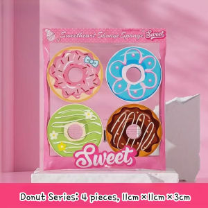 Home&Life.8 Donut Dishwashing Sponge Wood Pulp Cellulose Super Absorbent Quick Dry Easy Rinse Grease Removal Kitchen Cleaning