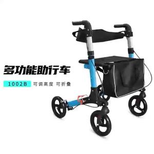 LZD Wheelchair Elderly Trolley Foldable and Portable Scooter Aluminum Alloy Shopping Cart Four-Wheel Walker with Seat