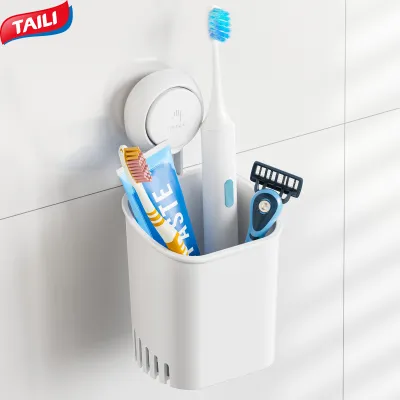 TAILI 2-piece Toothbrush Holder Suction Cup Toothbrush Holder Wall Shower Toothbrush Holder Powerful Toothpaste Toothbrush Suction Cup Self-draining Shower Razor Holder Kitchen Cutlery Holder