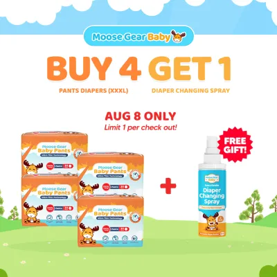 Moose Gear Baby Pants Diaper 3XL 120pcs (4PACKS) Hypoallergenic Super Absorbent Double Leak Guard