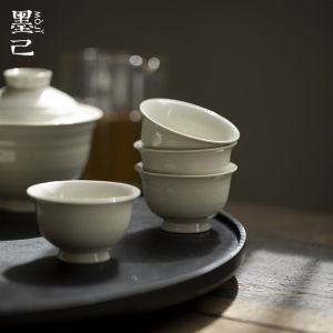 墨己纯色陶瓷茶杯功夫茶具草木灰文人品茗杯手拉纹喝茶家用单杯