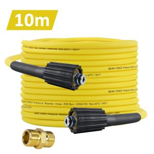 Bear Force Super Flexible Pressure Washer Hose 10m 2900 PSI/ 200Bar Kink Resistant Power Washer Hose Car Wash Extension Hose M22-pin 14/15
