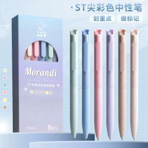 Morandi Gel Pen Alat Buku Panduan Tekan Pen Replaceable Core Quick-dry School Tool Supply