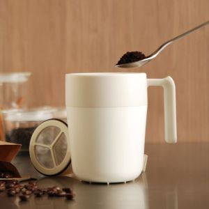 CAFEPRESS Instant Coffee Cup with Filter Net Portable Cup Hand-Punched French Double Layer Pressing Cup