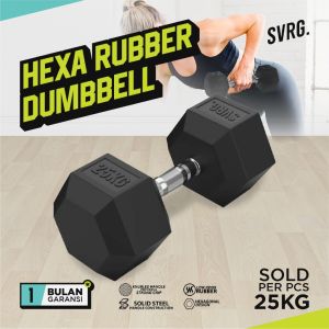 Svarga Hexagonal Dumbbell - 25 KG - Rubber Dumbell Barbell