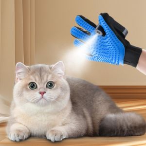 TRANQUIL HUT Breathable 3 in 1 Spray Petting Glove Waterproof Anti-Scratch Cat Hair Removal Gloves Cat-Petting Gloves Double Sided Pet Cleaning Grooming Gloves Shedding Season