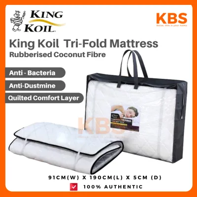 (Ready Stocks)(FREE Shipping) King Koil Rubberised Coconut Fibre Foldable Mattress (2 inch) TriFold Coir Topper 3ft Single