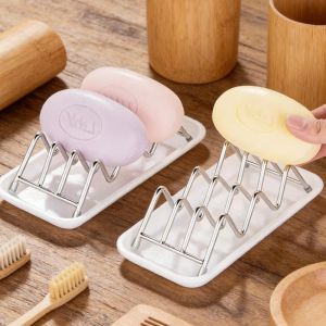 Multi Functional Stainless Steel Soap Holder Household Bathroom Soap Drain Box Wave Shaped Soap Dishwashing Sponge Storage Rack