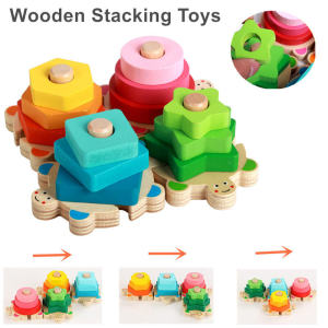 Wooden Educational Sorting and Stacking Toys for Toddler 2 3 4 Year Old Shape Sorter Montessori Educational Puzzle Blocks Toys Gifts for Girls Boys Preschool Early Learning Toy