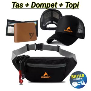 PROMO GRATIS ONGKIR!!! PAKET Tas Selempang Pria Adventure satu paket TOPI Adventure snapback Dan Dompet pria COD Bayar di tempat