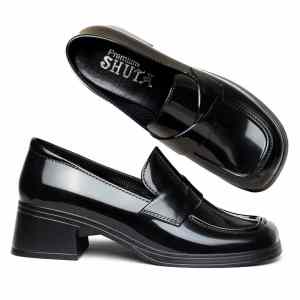 New Womens Black Shoes Korean Fashion Slip on Waterproof Rubber Black Shoes Comfortable non-slip Student Shoes Office Black Shoes 0110523