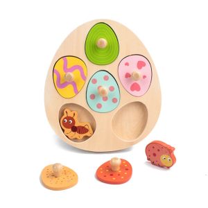 PANG8 Wooden Peg Wood Dinosaur Jigsaw Early Learning Educational Animal Domino Puzzle Toy Wooden Puzzles Multi-layer Toddler Puzzles Kids Toys
