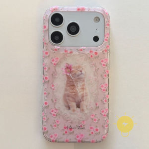 Phone Case For iPhone 17 Pro Max 16 15 TPU Cat Headset Cover Classic Couple Korean Aesthetic