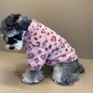 PLLEWY Windproof Dog Warm Clothes Winter Love Leopard Print Dog Hiking Jacket Fashion Soft Pet Clothes for Small Medium Dog