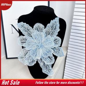 【COD】🔥🔥🔥 Sequin Beaded Flower Collar Applique White Lace Embroidered Patch Corsage DIY Decorative Wedding Dress Clothing Accessories