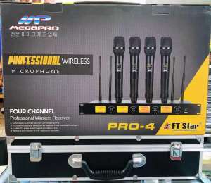 With Free Foam PLUS Professional 4-Channels UHF Wireless Microphone System 4 Metal Cordless Handheld Microphone with Carry Case Adjustable Frequency up to 260Ft 4X100Channels
