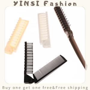YINSI 1Pc 2 In 1 Travel Portable Fashion Hair Comb Folding Anti-static Plastic Comb Hair Brush Compact Pocket Hair Comb