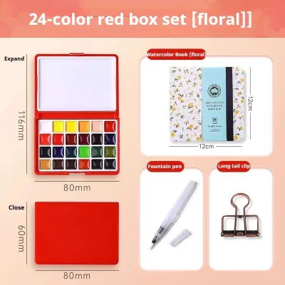 Watercolor Paint Travel Palette Pocket Artist Schmincke 12/24Colors Portable Watercolor Paint Box Sketchbook Set For Student