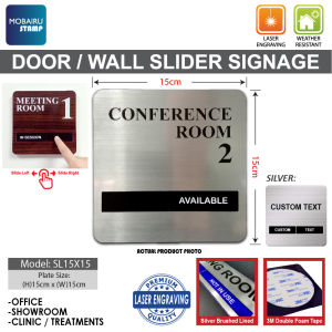 [Pre-Order] DOOR / Wall Slider Signage - Plate Sizes 15cm x 15cm Sliding Function [Office Retail/Shop Factory] [Custom Text] (ETA:7days)