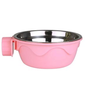 OUTOPEN Stainless Steel Pet Hanging Bowl Non Tip Over Double Layer Cat Food Water Dish Stable Detachable Cage Mounted Cat Feeder Dog Feeding