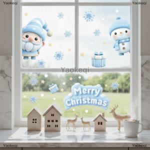 [COD] Yaokeqi 1 2 3 4 6 9 Sheets Winter Snowman Santa Claus Snowflake Static Electricity Decals Christmas Window Stickers Ornaments Xmas Home Decor
