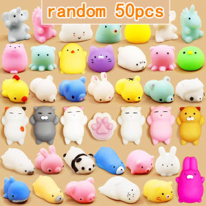CuddleCove 50PCS Squishy Toys Stress Relief Pinch Set Cute Animal Stress Balls & Mini Soft Mochi Sensory Toys for Kids