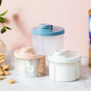 WARM STOP 4 Grids Infant Milk Powder Box Portable Large-Capacity Newborn Milk Powder Container Kids Snacks Container BPA Free Baby Milk Powder Dispenser Newborn Toddler
