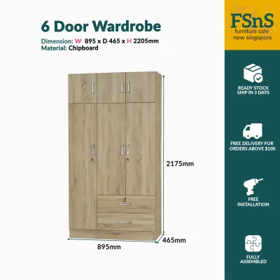 SG Ready Stock Wardrobe / Storage KM3518A (6 Door)