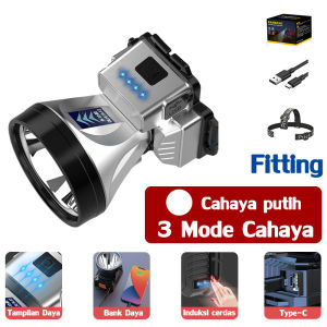 LED Headlamp 500Watt Penerangan terus menerus selama 800 jam senter super terang lampu depan luar yang kuat lampu depan tahan air sensor gerak senter berkemah senter kepala super terang Iradiasi 30000m /Senter Kepala