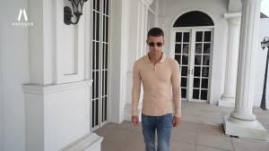 Askdeer ผู้ชาย Polo เสื้อเชิ้ตแขนสั้นทรงเข้ารูป / ซิปแขนยาว Polo เสื้อกอล์ฟคลาสสิกแบบสบาย T เสื้อ