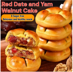 Red date Yam walnut cake Womens Blood-Replenishing Cake/Walnut Date Biscuits 三只松鼠红枣山药核桃饼 早餐零食品糕点心传统小吃下午茶