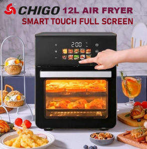 Nồi Chiên Không Dầu CHIGO CG12AF 1500W 12L 10 Chế độ nấu Nắp kính trong suốt Bảng điều khiển cảm ứng Sang trọng hiện đại