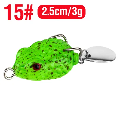1pcs 2.5cm/3.4g Topwater Frog Lure Mini Frog Casting Lure 3D Eyes Soft Jump Frog Bait with Sequin Double Hooks