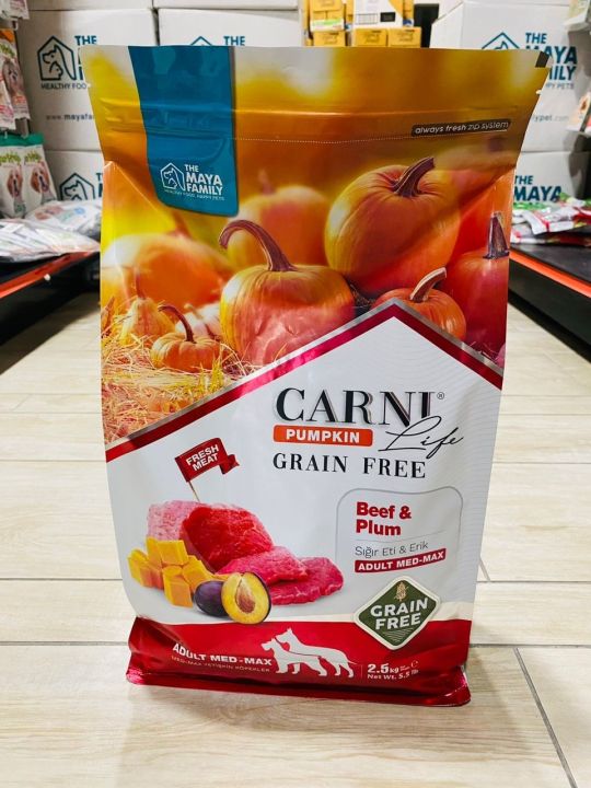 CARNI LIFE PUMPKIN GRAIN FREE BEEF PLUM ADULT MED-MAX DOG FOOD