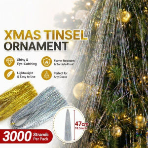 Christmas Tinsel Strands Metallic Foil Fringe Icicle Streamers Tree Garland Decor Pack 3000