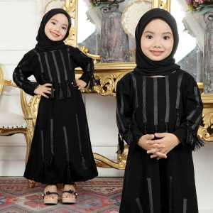 YM deFashion Gamis Anak Abaya Turkey Andhita Jetblack Kids TANPA JILBAB/ Pakaian Muslim Anak / Dress Muslimah anak / Dress Maxi kids / Gamis Modern Anak / Gamis Syari Anak