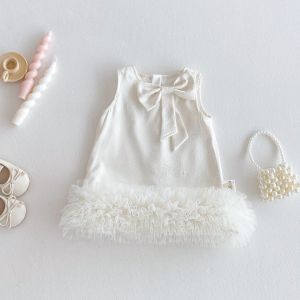 Rolanko Toddler Girls Christmas Gift Sleeveless Princess Dress with Bow & Tutu Ruffle Hem for kids 1-8 Years