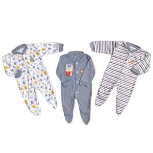 3 Pcs Jumper Sleepsuit Tutup Kaki Bayi Newborn 0 4 Bulan Lengan Panjang Bodysuit Baru Lahir Seri Chipu Baby Bahan Lembut Motif Lucu Terbaru