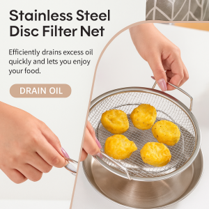 Stainless Steel Round Disk Filter Net for Kitchen Household Kitchen Barbecue Fried Oil Drain Artifact不锈钢圆形滤网
