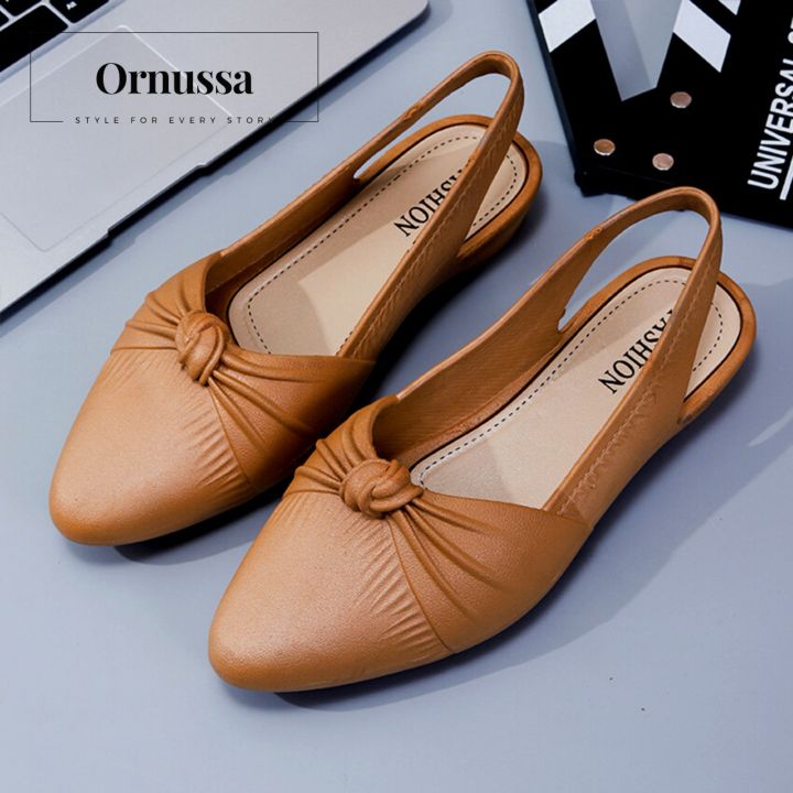 Flat Shoes Comfy Cute Work Shoes ORNUSSA Arya (Apricot, Khaki And Maroon  Colors) Casual Office Work Flat Comfortable Shoes Korean Style Half Shoes 