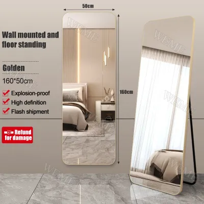 Full Body Mirror With Stand 120/150/160 cm Simple Floor Mirror Wall/Floor Mount Dual Use Home Mirror Explosion-Proof Whole Body Mirror Standing Long Mirror Bedroom Living Room