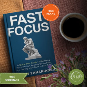 Fast Focus by Damon Zahariades (paperback) w/ Free Ebook and Bookmark