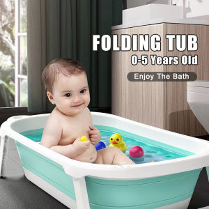 Baby Bath Tub Foldable Non-Slip Durable Baby Bath Tub Extra Large Bath Portable Eco-Friendly Newborn Tub Children Bathtub Safe Kids Shower Tub Ath Cushion【0-5 Years Old】Tab Mandi Bayi