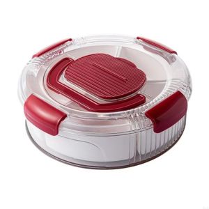 DJRGS Compartmentalized Rotating Serving Tray Divided Sealed Rotatable Snack Container Food Grade With Handle Rotating Fruit Tray Living Room